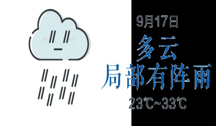 9月17日多云局部陣雨 22-31 ℃